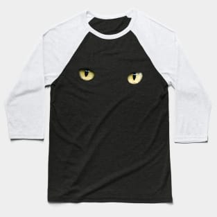 Black Cat Yellow Eyes Baseball T-Shirt